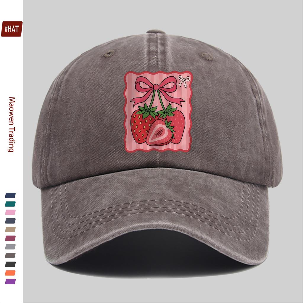 pc Strawberry Print Trucker Hat for Men Women Adjustable Snapback Cap with Strawberry Lightweight Vintage Washed Baseball