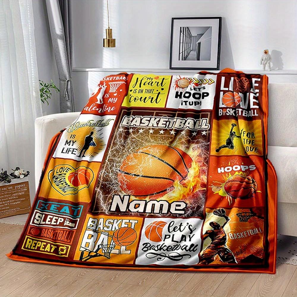 Flame Basketball Customize Your Name Blanket Warm Comfortable And Soft Blankets Are Suitable For Home Chairs Office Sofas Sofas Office Camping And