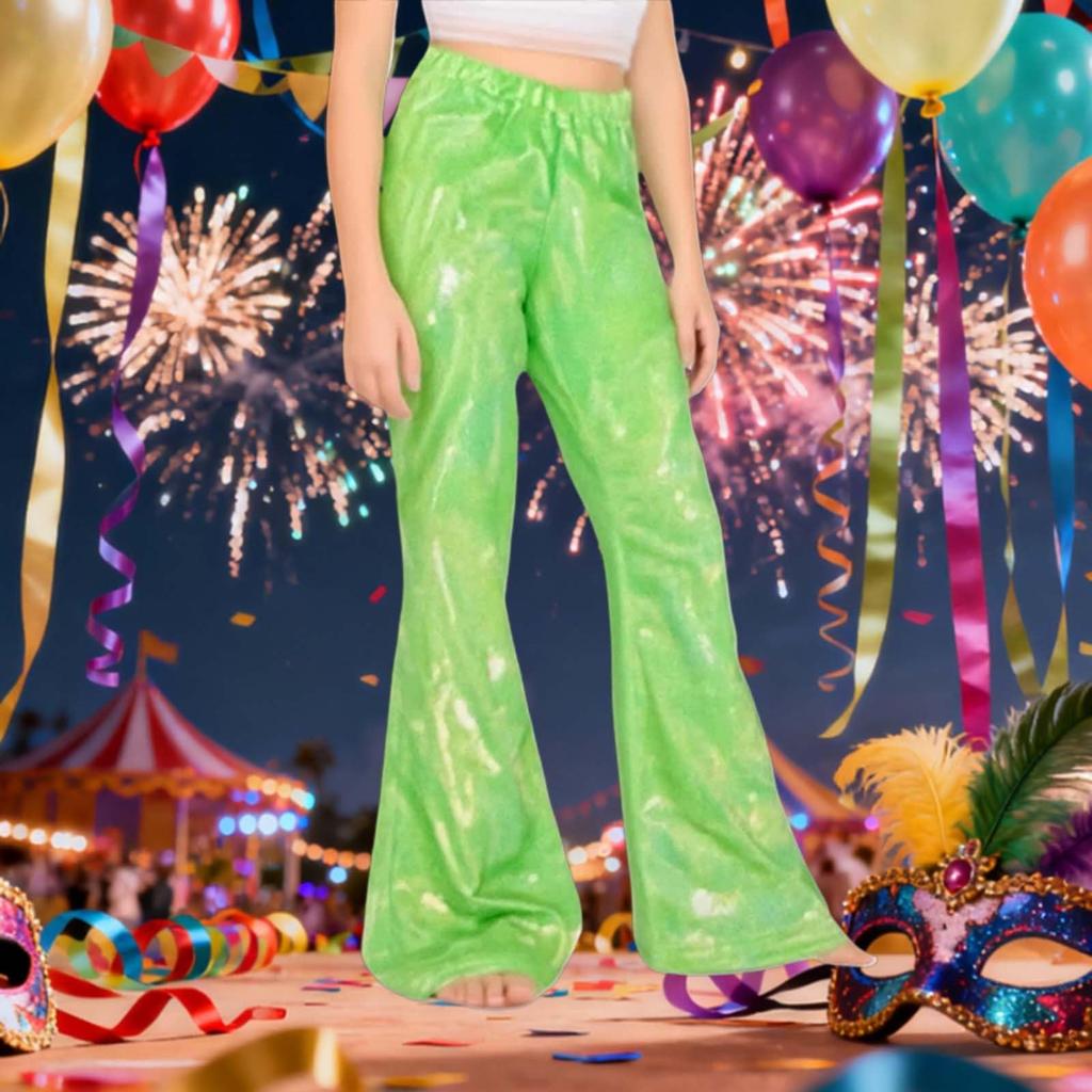 Pantalones Elásticos Brillantes para Niños y Niñas Para Carnaval Escenario Disfraz Fiesta