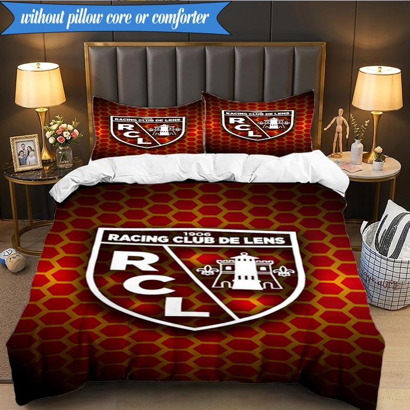 Racing Club De Lens Crest 3pcs Bedding,Including 1pc Duvet Cover And 2pcs Pillowcases Perfect for Christmas,Ideal for Bedroom, Dormitory