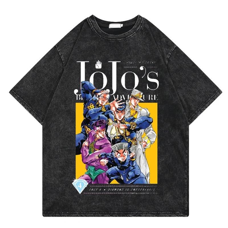 

Аниме Jojo s Bizarre Adventure Футболка Графический Принт Стиранные Футболки Мужчины Женщины Мода Короткий Рукав Повседневный Свободный Y2k Хлопковые Топы L
