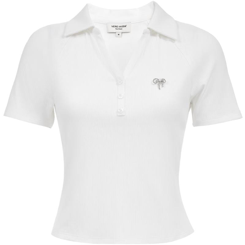 VERO MODA Women's Sleeveless V-Neck Top with Detachable Butterfly Brooch