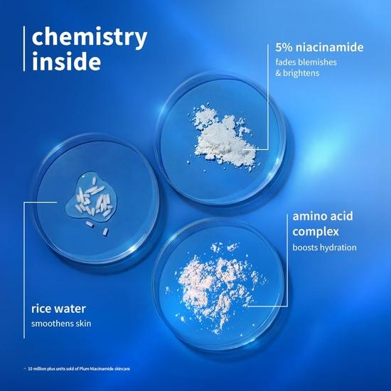 Plum 5% Niacinamida Face Serum para Limpar | Com Água de Arroz | Todos os Tipos de Pele | Mulheres e Homens | Sem Fragrância | 100% Vegano | 30 ml