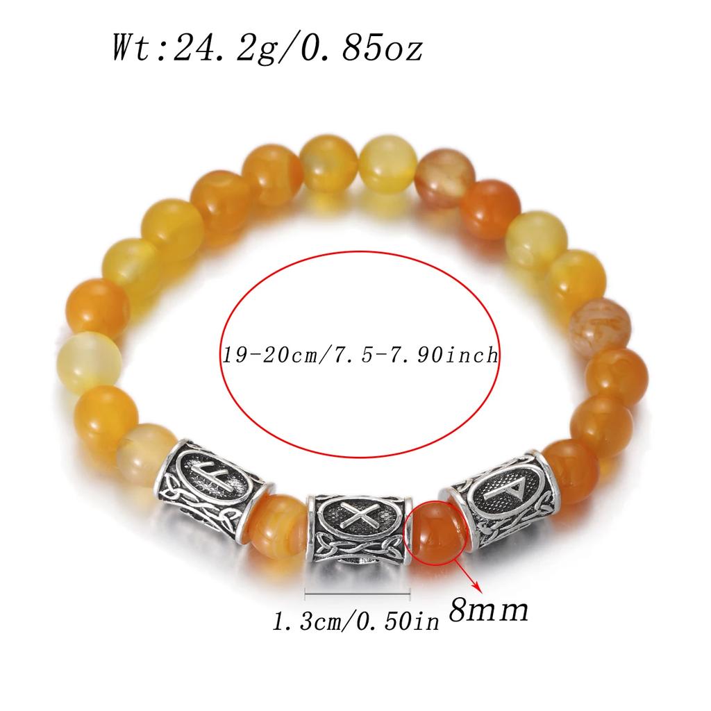 Viking Men Bracelet Norse Runes Stone 8mm Natural Jade Sodalite Turquoise Lava Beads Jewelry Bangles Homme Pulseras