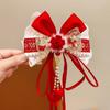 Red Bow Ribbon Hair Clip Tassel Hanfu Hair Ornamen Cute New Year Hairpin  Home