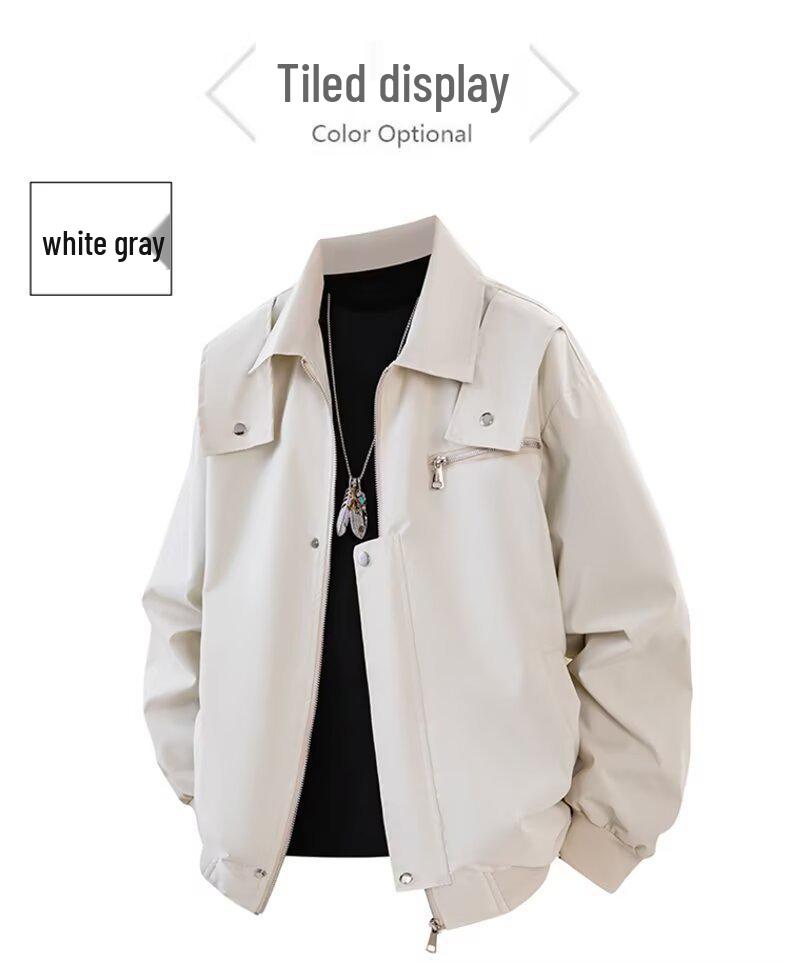 Herren Retro Amerikanischer Arbeitskleidung Windbreaker: Herbst Hipster Collegejacke