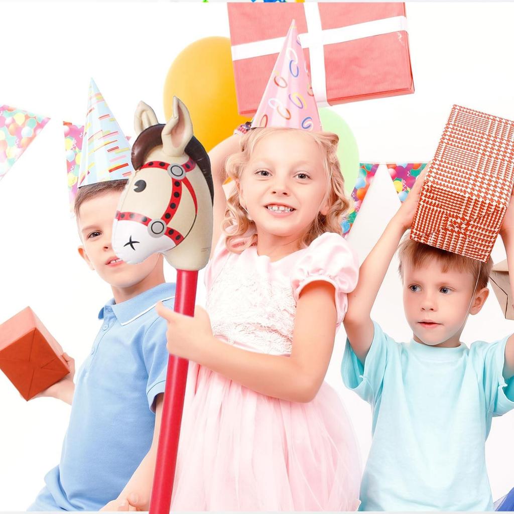 Inflatable Horse Head On Stick Horse Costume Pony/Western Cowboy/Horse Baby Shower Birthday Party Decorations Supplies Favors, 37 Inches