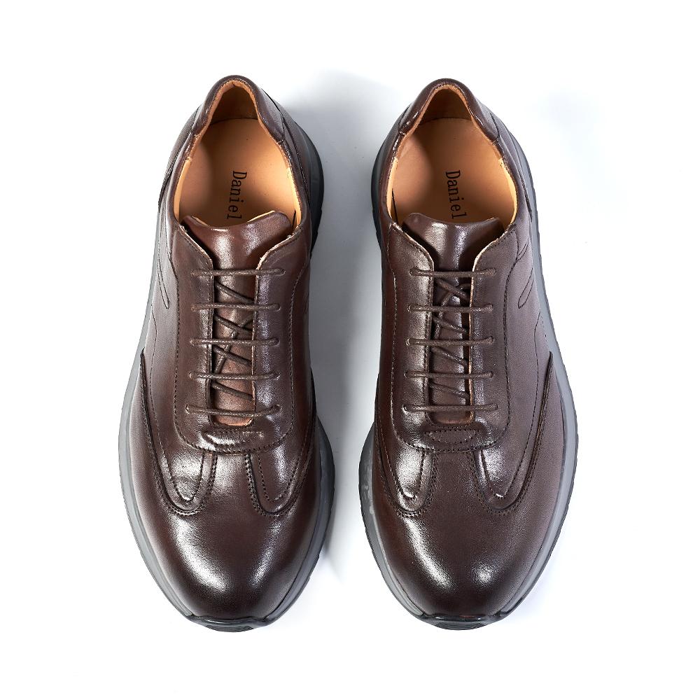 

Fashion Men s Genuine Cow Leather Casual Shoes Black/Dark Brown Lace-up Flat Sneakers European Style Street Oxford Shoes US 12 темно-коричневого