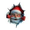 Christmas Wall Stickers Removable  Santa Claus Breaking Through Wall 3D Creative Art Decor For Xmas Holiday Party Supplies