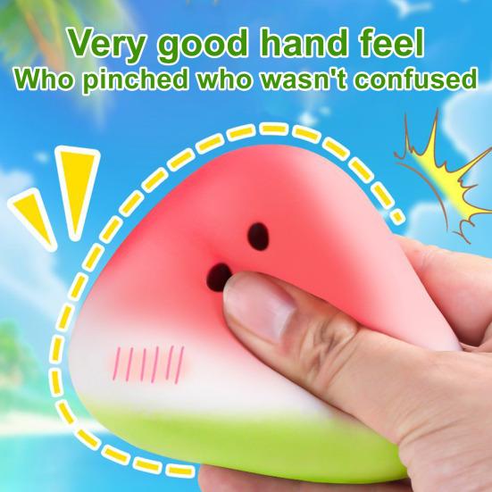 Simulering Vannmelonbit Klemleke Stresslindring Frukt Klype Sensorisk Leke Barn Voksne Myk TPR Stressball Beroligende Fidget-leke