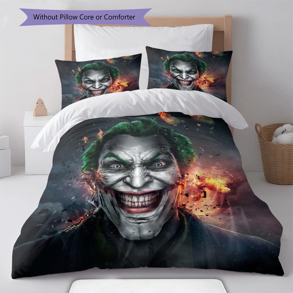 

Joker Style Bedding Quilt Set Quilt Pillowcase Home Decoration Birthday Gift (1 * duvet cover + 2 * pillowcase, without core) 135x200cm