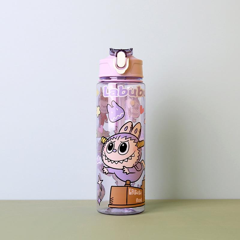 BPA-Free Visually Appealing Cartoon Water Bottle with Straw - Leak-Proof, Portable for Outdoor Sports, Fitness, Travel