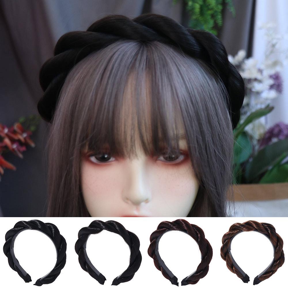 Non-slip French Princess Headband Headwear Synthetic Headband Wigs Twist Braided Hair Bands Party