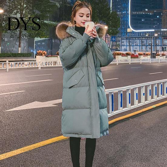 Versatile Cotton Coat Winter Women Jacket with Furry Hood Long Sleeves Pockets Heat Parka Retention Knee Length Zip-up Padded Solid Color Windproof