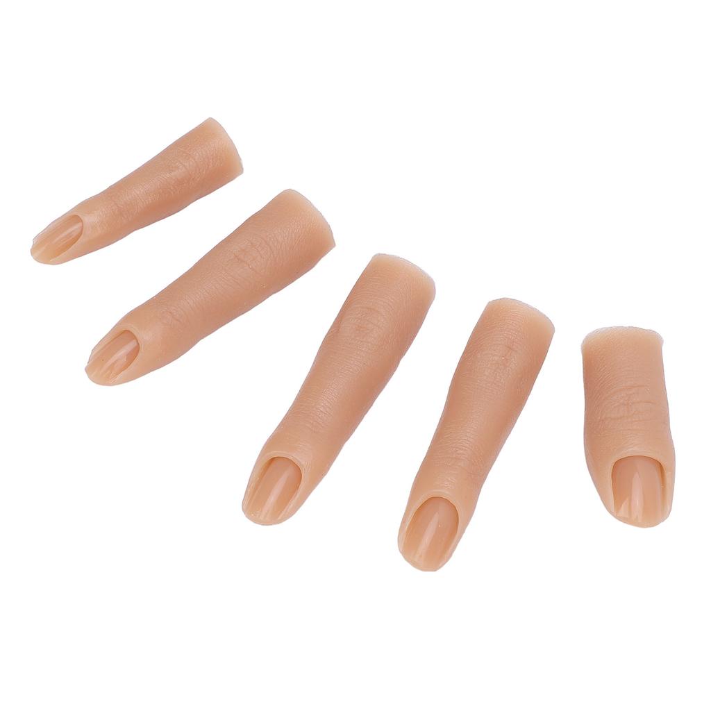 5 Pcs Silicone Nail Training Finger High Elasticity Bendable Joint Thickened Nail Practice Finger Model for Nail Salon
