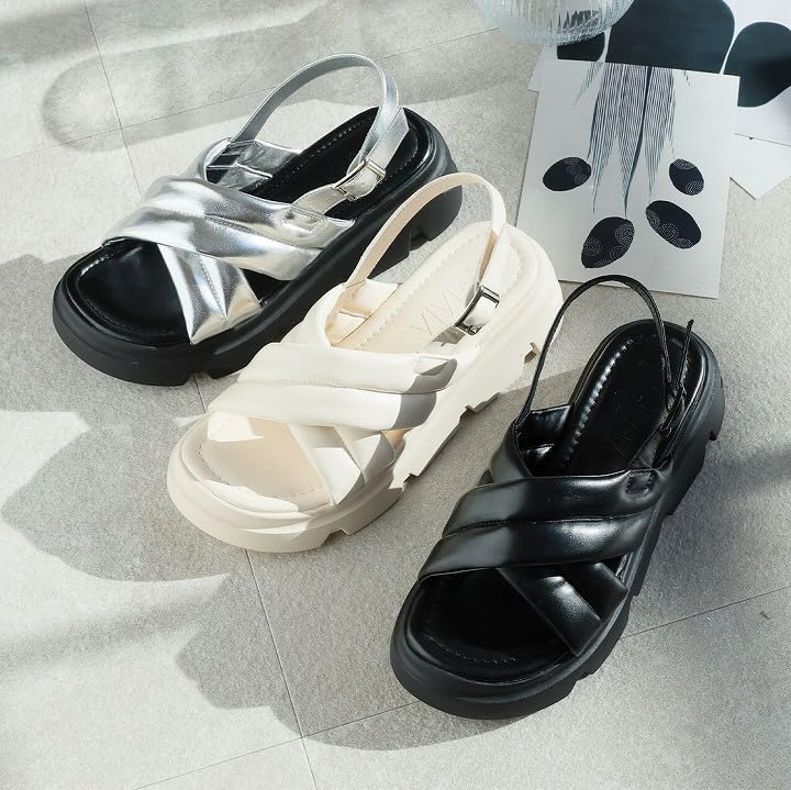 Platform Padded Back Strap Sports Sports M [Vivian] Women's Sandals, Sandals, Sandals, V37200SM, Ivory, (23.0-23.5)