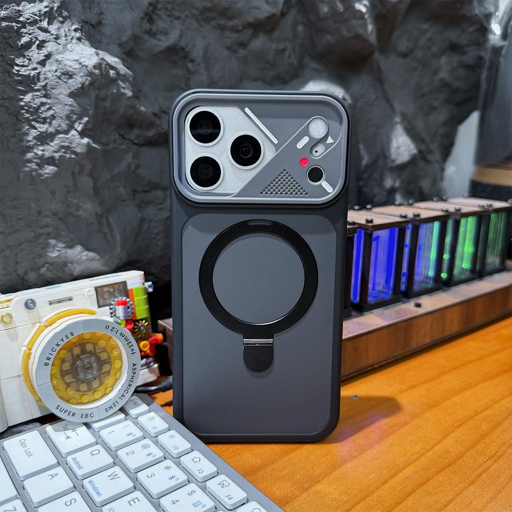 Applicable iPhone Charm Eyeglass Frame Mobile Phone Case Apple 16 Contrast Color Skin Magnetic Bracket Protective Case
