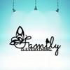Vintage Family Metal Wall Art Floral Design Weather Resistant Iron Sculpture Mural Farmhouse Living Room Outdoor Decor