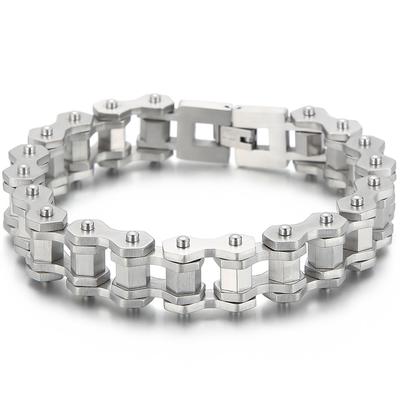 Matte 316l Stainless Steel Motorcycle Chain Man Bracelet for Men Gothic Hardware Bike Jewelry Gifts Men's Bracelets 13MM Width