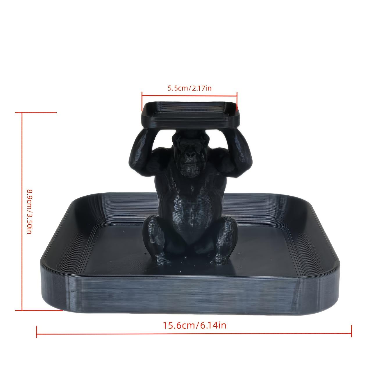 

A Gorilla Statue Tray Decoration, Perfect for Storing Keys, Wallets, Jewelry, Jewelry, and Other Decorative Accessories. It Can чорний