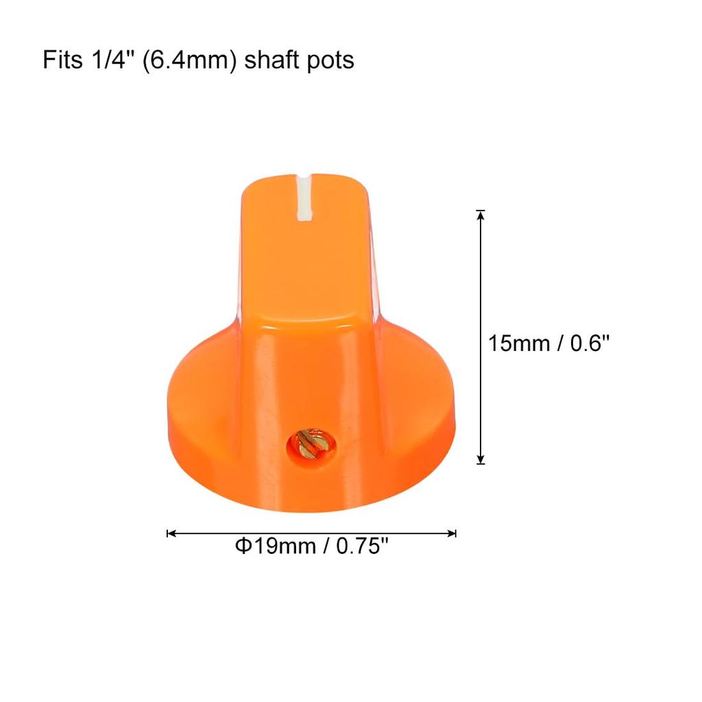 uxcell Knobs Shaft Hole Guitar Amp Effect Pedal Knobs Pointer Control Knobs with Set Screws Orange 2pcs 6.4mm
