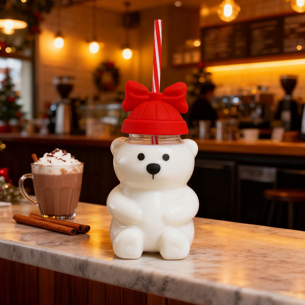 Bär Strohbecher Niedlicher Bär Glasbecher Haushalts Saft- & Getränkebecher