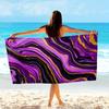 1Pc Microfiber Beach Towel Waterproof Sandproof 2D Flat Printed Purple Gold Marble Fluid Art Summer Vacation Pool Bath Towel