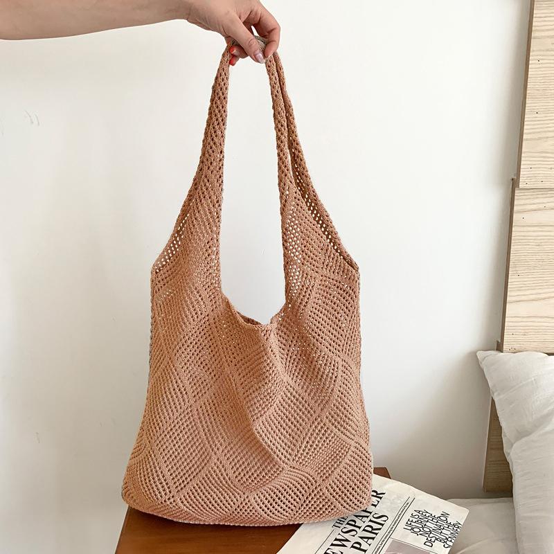 Hollow mesh woven women's bag summer shoulder underarm tote bag large capacity