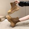 Fashion Versatile Solid Color Women's Boots Thick Sole Round Toe Ankle Boots Women's Fur Punk Goth Shoes Zapatos Mujer S09