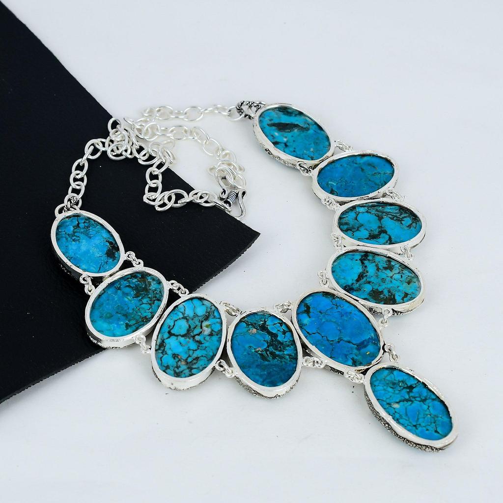 Natural Turquoise Gemstone Handmade 925 Sterling Silver Electroform Necklace, Turquoise Silver For Wife Unisex Necklace, Party Wear Gifts