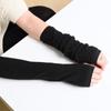 Korean Style Women's Long Fingerless Wool Gloves - Cute Half-Finger Design for Autumn and Winter