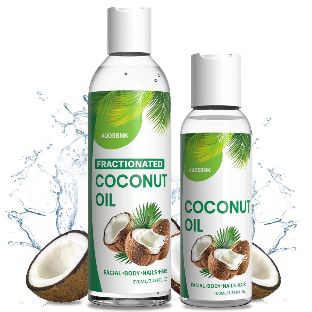 100% reines flüssiges Kokosöl für trockene Haut, Haaröl, Gesichtsöl, Körper, nicht fettend, unparfümierte Feuchtigkeitspflege - 100ml/220ml