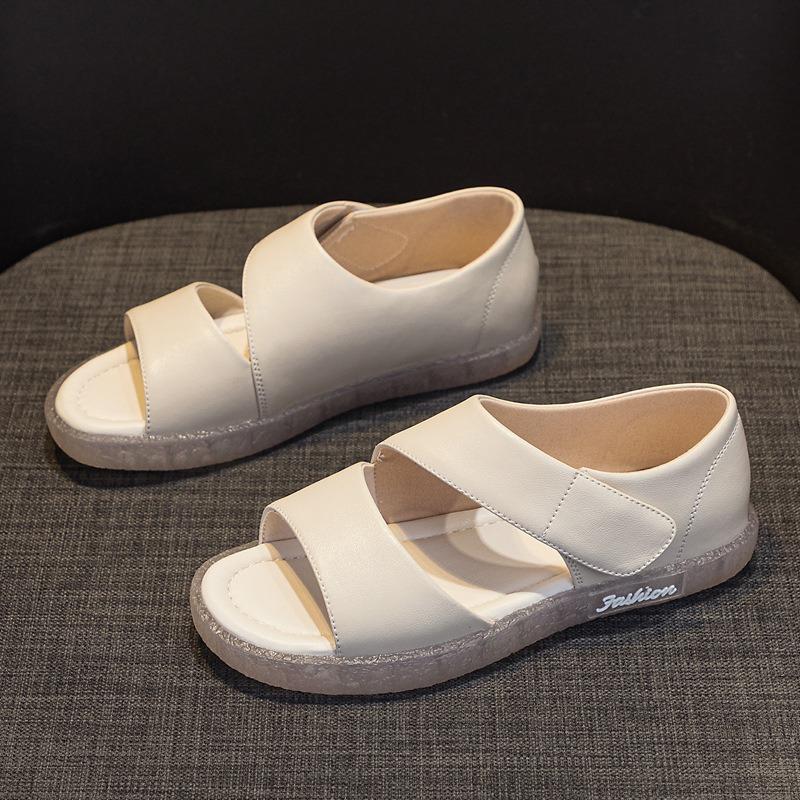 

Сандалии кожаные плоские одинарные туфли 42 бежевый