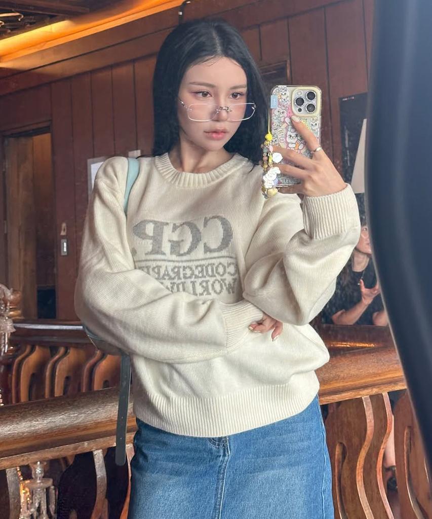 CGP (Women) Square Logo Knit_Cream