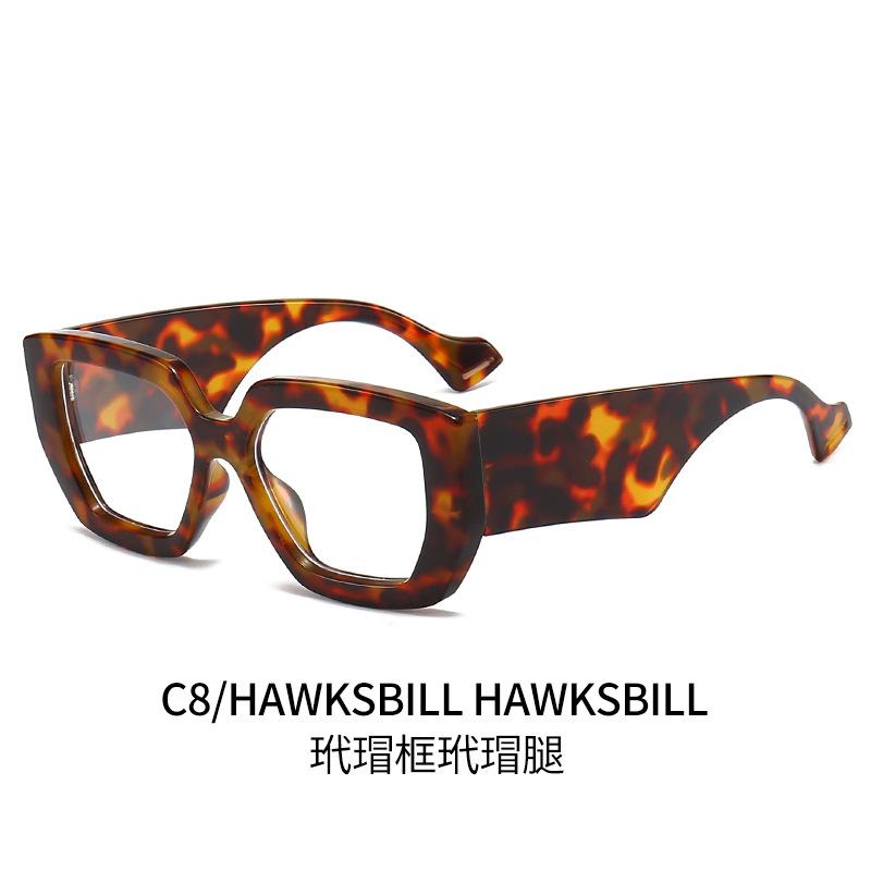 New Fashion Colorful Square Women Glasses Frame Clear Anti Blue Light Spring Hinge Wide Legs Eyewear Men Optical Polygon Frame