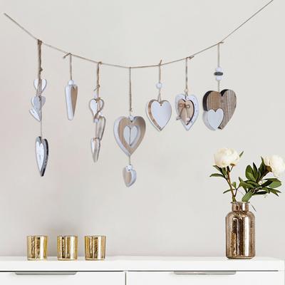 Nice-looking Heart Pendant Hanging Heart Romantic Wood DIY Crafts Decor Party Supplies