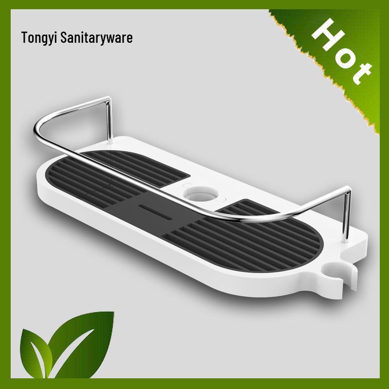 Adjustable No-Drill Bathroom Storage Shelf & Soap Dish Set Space Aluminum Guardrail (Standard)
