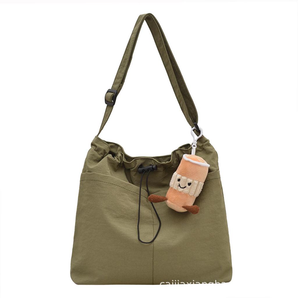 2025 Waterproof Nylon Drawstring Shoulder Bag - Large Capacity & Versatile Crossbody