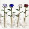 Exquisite Mini Colorful Crystal Rose Flower Vase Ornament Gift