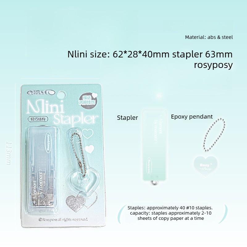 Compact and Convenient Clear Stapler Gradient and Lightweight Mini Folding Stapler Learning and Office Supplies Binding Tools зелёный