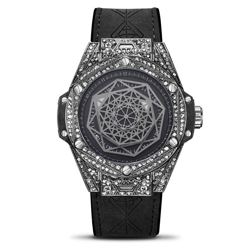 KIMSDUN Zlatý Poise Diamond Intarzované Módní trendy Kreativní pánské hodinky Silikonové rukavice Nights Vodotěsné sportovní Quartz hodinky