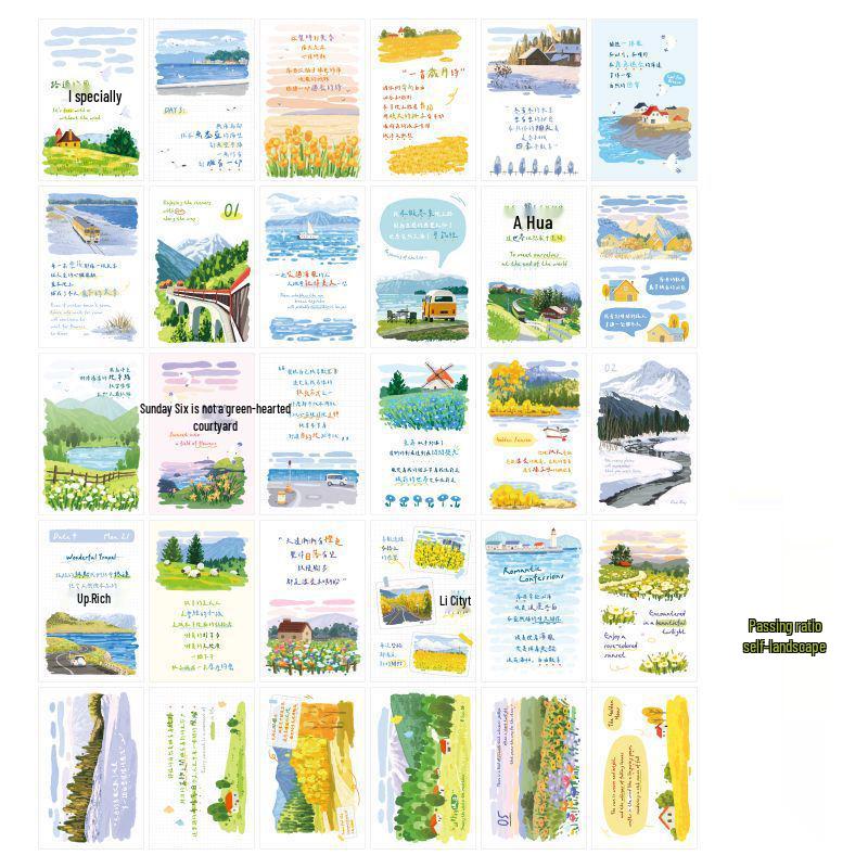 Spring Mountain Escape Postcard Set: 30 Sheets of Inspirational Scenery & Text