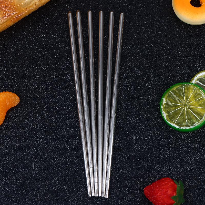 Stainless Steel Chopsticks Reusable Household Round Metal Chop Sticks Japanese Sushi Food Stick Kitchen Tableware Cutlery