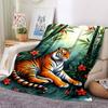 1pc Bamboo Forest Tiger Blanket - Lightweight Flannel Fleece with Digital Printing, Soft Warm for Sofa, Travel, Camping, Office Yy251018316
