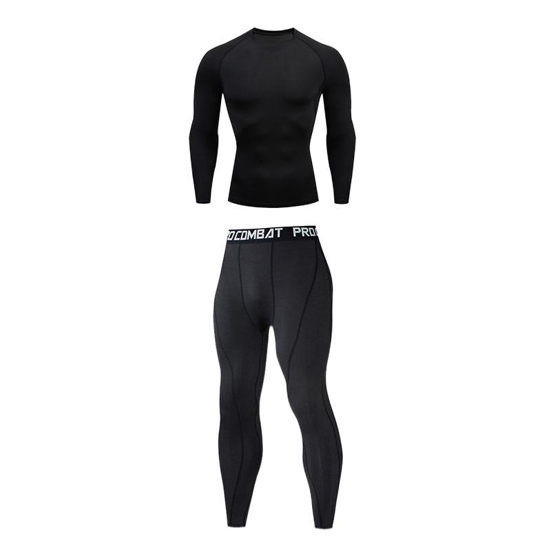 Men's Quick-Dry Sports Fitness Set: Breathable Long Sleeve Top & High Elastic Pants for Basketball, Running, Football & Training