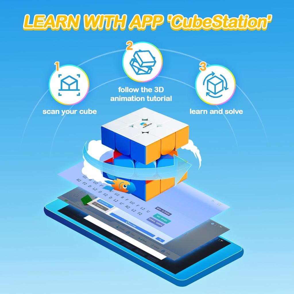 [Authentisches ProduktInklusive japanischer Lösungsanleitung & Aufbewahrungsbeutel] Monster Go Magnetischer 3x3 MG3M EDU Zauberwürfel mit 48 Magneten, Monster Go