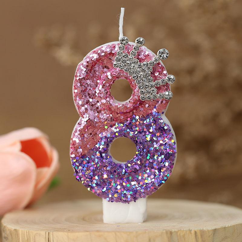 Birthday Number Candle Color Changing Creative 0-9 Number Candle Princess Crown Celebration Party Event Decoration Candle