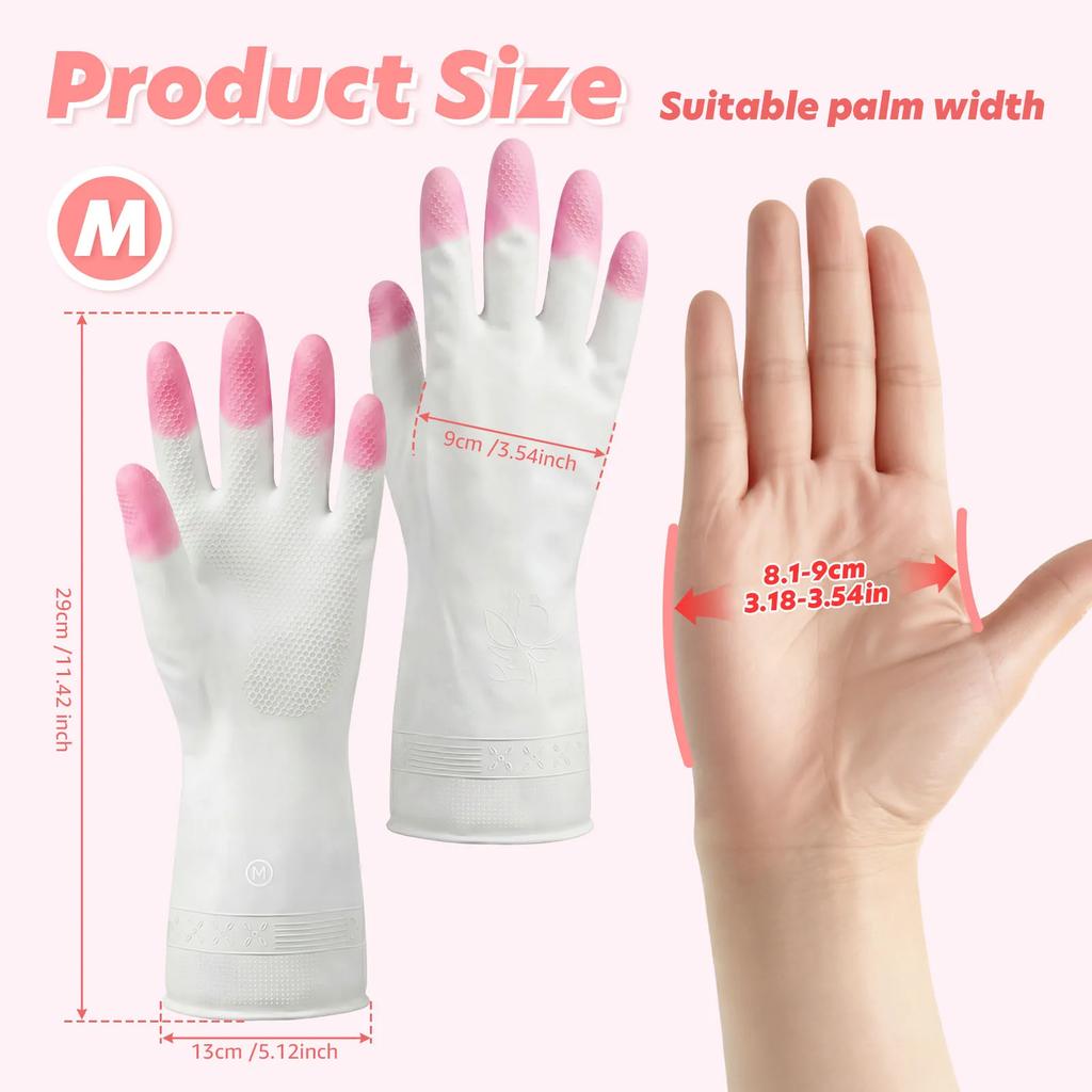 Kitchen Gloves Reusable Household Cleaning Gloves Water Resistant Skin Friendly Kitchen Dishwashing Gloves for Bathroom Cleaning