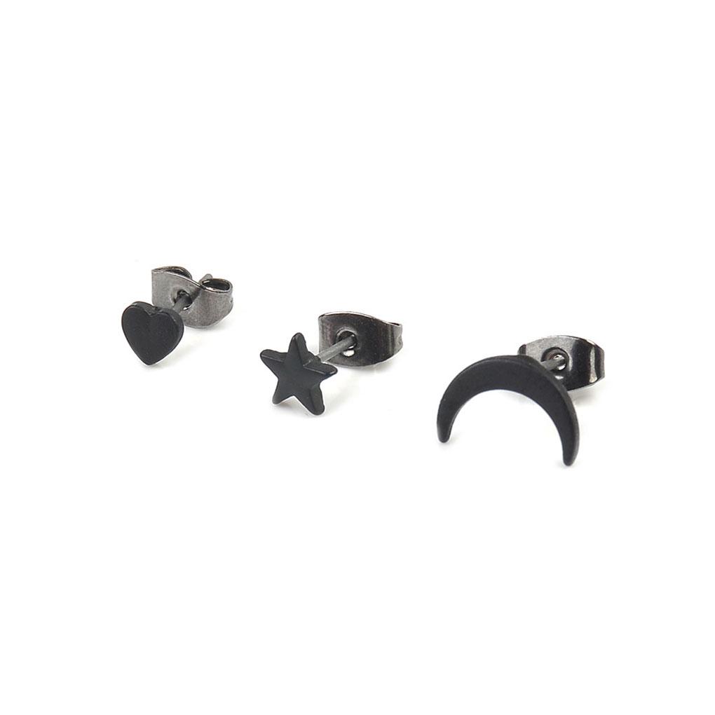 3PCS/Set Damen Stern Mond Herzform Ohrringe Mädchen Abendparty Abschlussball Ohrringe Punk Strass Ohrstecker