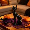 Spooky Home Decor Cute Witch Cat Resin Figurine, Halloween Garden Statue, Ornaments for Yard Patio Balcony Window Sill Outdoor Seasonal Decorative